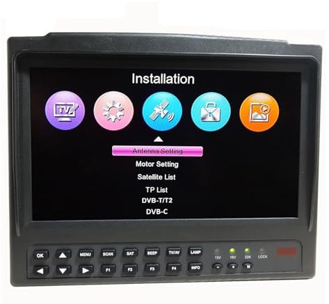 MZZYG Detector de satélites Buscador De Satélite DVB-S2/T2/C Buscador De Satélite HDTV Buscador De Satélite HEVC H.265 Pantalla De 7 Pulgadas Altavoz Incorporado CCTV