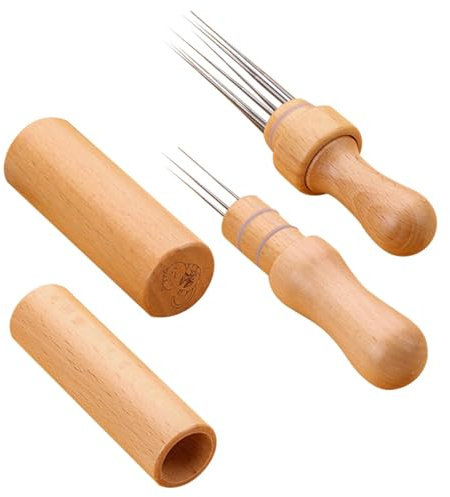 Acunny Wool Felting Set, Felting Needles, Punch Needle Set with Wooden Handle, 2 x Felting Tools with Solid Wood Handle, Handmade Wool Felting Needles Tools for Beginners and Enthusiasts