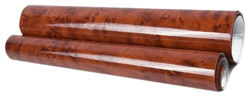 Láminas para automóviles - Envoltura de color marrón brillante para coche, vinilo de grano de madera, lámina de cambio de color de grano de madera, película adhesiva duradera, sin burbujas, accesorios