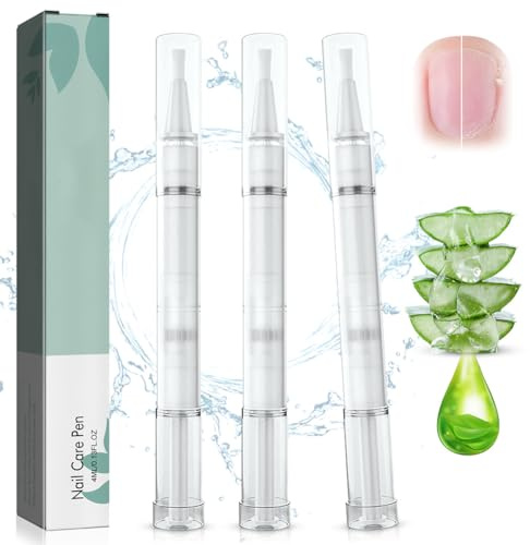 Lot de 3 stylos de soin des ongles, hydratants pour ongles, soin des ongles à l'aloe vera, huile d'arbre à thé, stylo de soin à la vitamine E