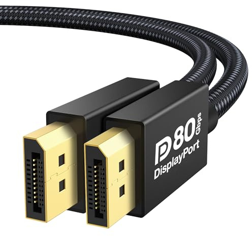 IVANKY 80Gbps Câble DisplayPort 2.1, [Certifié VESA] Supporte 16K@60Hz, 8K@240Hz, 4K@540Hz/480Hz/240Hz, 16K DisplayPort Compatible avec FreeSync et G-Sync, HDR, Moniteur de jeu 240Hz - 2M