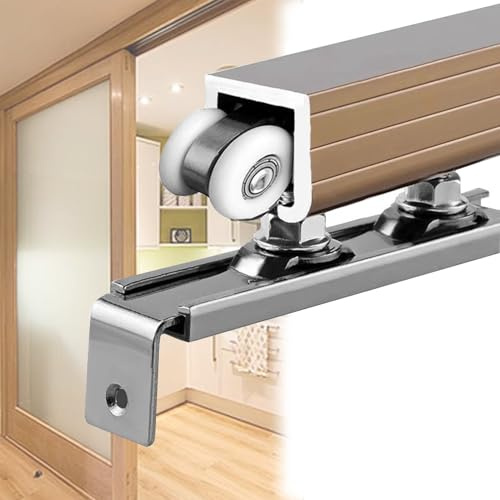 Sliding Door Kit Gold Pocket Door Track and Hardware Set, Hidden Sliding Door Kit Hidden for Single Wooden Door, 20 21 29 30 48 60 75 Inch Barn Door Hardware Kit(166 cm/65.2 inch)