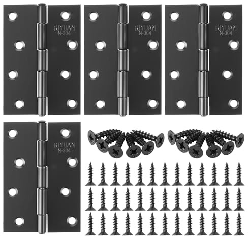 Anstore 4 bisagras plegables, 100 × 70 × 1 mm, bisagra negra de acero inoxidable, bisagras de 270°, resistente con 48 tornillos, bisagras de puerta para puertas, ventanas y armarios