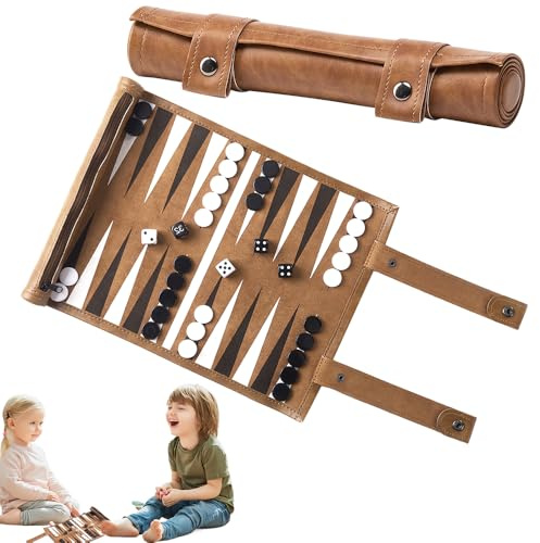 XUXLEKK Backgammon da Viaggio, Backgammon gioco da tavolo, Tavolo con Pedine e Dadi Portatili Regalo Perfetto per Gli Amanti dei Viaggi, del Campeggio e Dei Picnic, 36 x 25 cm