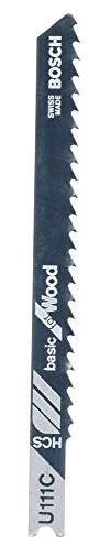 Bosch Accessories Lame de Scie Sauteuse U 111 C HCS, 3mm Pas, 92mm Longueur, Lot de 3