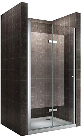 Einzelfalttür 88-92 cm Höhe: 195 cm, Duschfalttür aus 6mm ESG Sicherheitsglas in Klarglas - Duschtür, Duschabtrennung, Nischentür