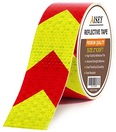 Ruban réfléchissant imperméable haute visibilité rouge et jaune, ruban de marquage industriel très résistant, avertissement de danger, ruban adhésif de sécurité extérieur 5,1 cm x 9,1 m