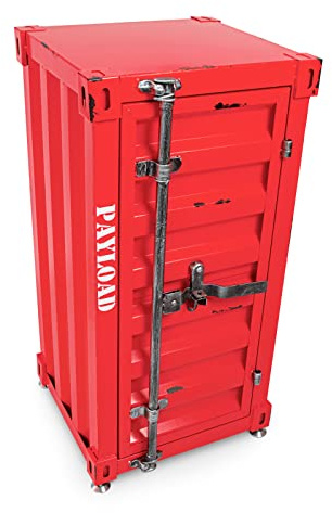 Büttner Kommode Sideboard Highboard Spind Metallschrank Kasten Kommodenschrank Stauraum Regal im Industrial Container Look aus Metall 40 x 38 x 80 cm - Rot