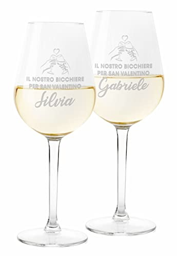 Colorfamily Coppia Calici Personalizzati SanValentino Set da 2 calici Vino Il Nostro Bicchiere per SanValentino Matrimonio Fidanzamento Amore Auguri 500 ml