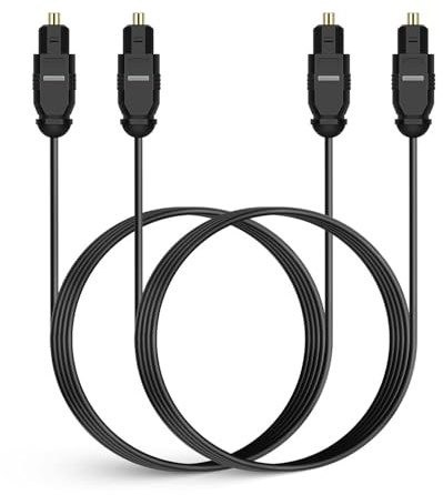 Digital Optical Audio Cable,1.8 Meters,Slim Fiber Optic Cable Ultra-Thin Gold Plated Toslink Cable Digital S/PDIF Audio for Soundbar Av Receivers, TV Sound Bar, Game Console Slim Optical Cord 2pcs