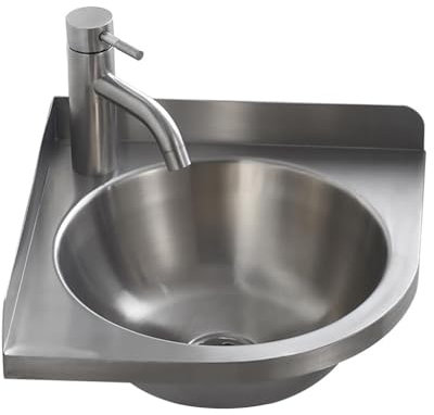 Lavandino da Cucina Ad Angolo a Parete Angolo In Acciaio Inossidabile 304 Lavello Ad Angolo Vasca Singola Lavabo Da Cucina Lavello A Triangolo Per Cucina Bagno Lavabo