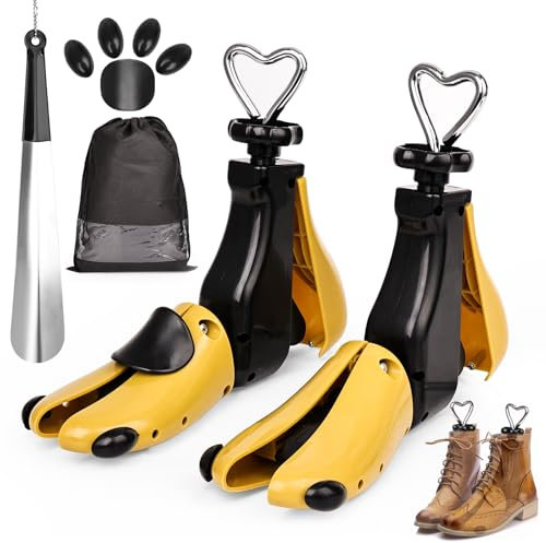 2 Pezzi Allarga Scarpe Donna Uomo, Regolabile Lunghezza e Larghezza Allargatore per Scarpe, Allargascarpe Professionale per Stivali, Sneakers, Scarpe da Ginnastica, Scarpe da Trekking (Giallo, 42-48)