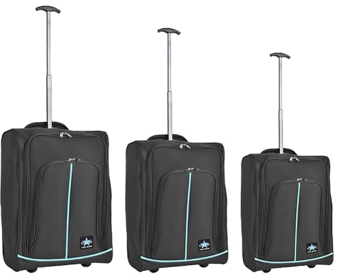 PROVITERA Set 3 Valigie Morbide Resistenti, Bagaglio a Mano con Rivestimento Morbido e Maniglia Telescopica, Valigia Trolley Resistente da Viaggio Morbida con Ruote Coveri Viale Morin (Nero)