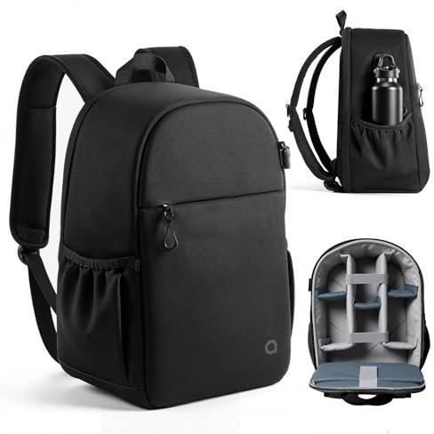 llano Camera Backpack for DSLR/SLR/Mirrorless – Water-Resistant Photography Bag with Laptop Slot & Tripod Holder, Compact Case for Canon/Nikon/Sony, Travel & Outdoor,Medium 10L Capacity, Black
