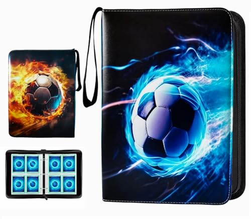 Fussball Karten Sammelalbum, Fußball Sammelalbum 50 Seiten bis zu 400 Karten, Tragbarer Wasserdichter
