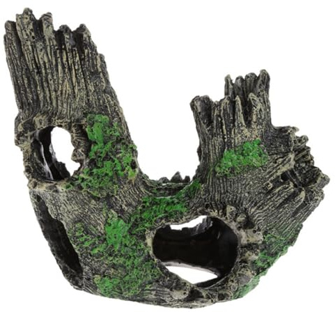 Abaodam Tronc d'arbre Artificiel en Résine pour Aquarium Souche Creuse Décorative Résistante à l'usure Couleur Bois Naturel Cachette pour Poissons Décoration d'Aquarium Tropical