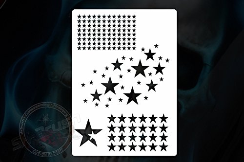 Herterich Products Airbrush Schablone für Sterne - Tattoo und Graffiti Stencil Vorlage