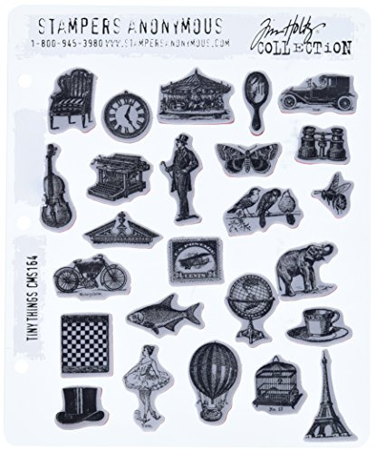 Stampers Anonymous Tim Holtz Cling Rubber Stamp Set, 7 by 8.5-Inch, Tiny Things