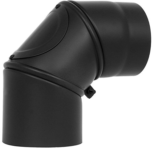 BAUPROFI Rohrbogen 90° drehbar mit Reinigungsöffnung 2 mm Schwarz Ø 150 mm Bogen verstellbar