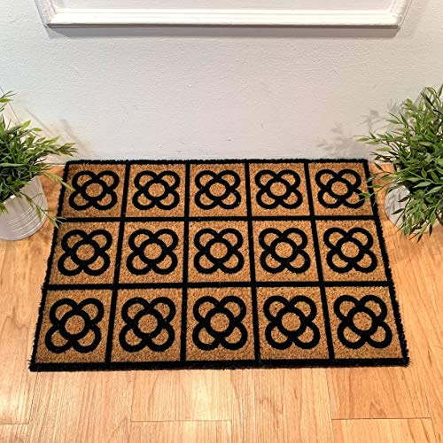 Top Mat Felpudo – Baldosa Flor Coco Natural 60x40 cm Antideslizante Base Látex – Alfombrilla Entrada Casa Exterior Resistente Fácil Limpieza Diseño Decorativo