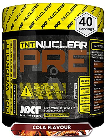 NXT Nutrition TNT Nuclear Pre Workout – Pre Work Out Energy Drink| L-Citrulline, Beta Alanine, Caffeine for Pump, Endurance & Focus - 40 Servings Mixed Candy, Vegan(Fizzy Cola Bottles)