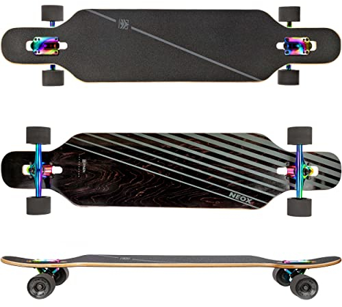 RAVEN Longboard Skateboard für Kinder Erwachsene Jungen Mädchen | Aluminium Trucks | PU Räder | ABEC-9 Chrome Kugellager | (Neox)