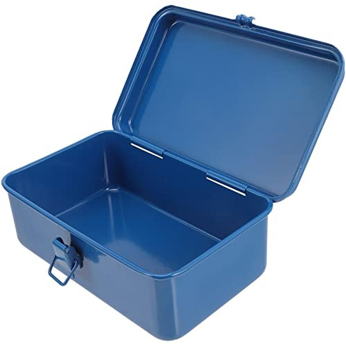 DOITOOL Kleine Werkzeugkiste aus Metall Organizer für Werkzeugkasten Tragbare Werkzeugkiste aus Stahl mit Walmdach mit Verschluss A