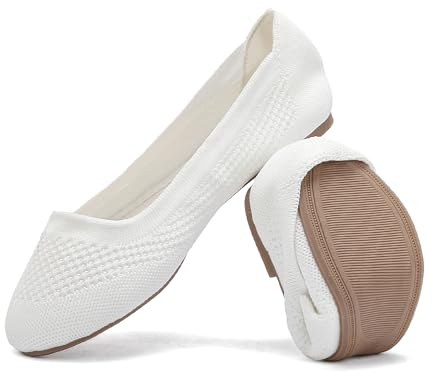 Jifenkla Ballerines Femme Flats Chaussures Confortable Tricotées Ballerines Loafers Élégante Décontractées Classique avec Lanières Croisées