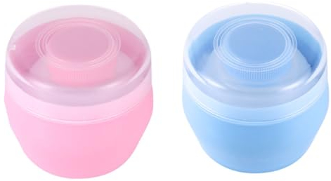 ORFOFE 2 Stück Babypuder Aufbewahrungsbox Mit Plüsch Puderquaste Kompakt Aus Kunststoff Tragbar Für Unterwegs Aufbewahrungsbehälter Für Losen Und Gepressten Körperpuder