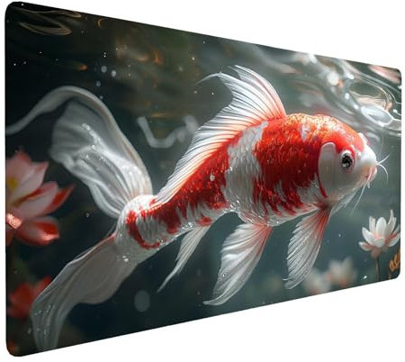 Grün Mauspad 600 x 300 x 3 mm,XXL Gaming Mauspad Fisch,Verlängertes Groß Mauspad Schreibtischauflage,Wasserdicht Mauspad,Genähte Kanten Mauspad,rutschfeste Gummibasis,Mauspad Gamer,Geschenk Y-95