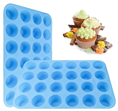 2 Stampi per Muffin Silicone,Stampi Muffin,Stampo Muffin, Teglia Muffin Antiaderente, Riutilizzabile, Lavabile in Lavastoviglie, per Cupcakes, Brownies, Budino, Rosso