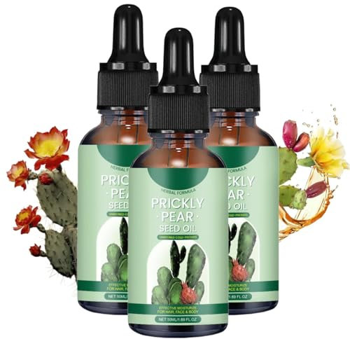 Cactus Pear Seed Oil, Organic Cold Pressed, 50 ml Prickly Pear Seed Oil, Natural Cold-Pressed Cactus Pear Oil, Natural Prickly Pear Oil Face Oil, for Firming Moisturising for All Skin Types (3 Pieces)