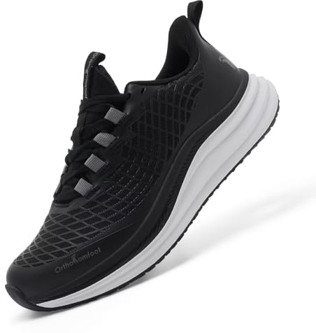 Women's Orthopedic Diabetic Wide Sport Shoes: Comfort Plantar Fasciitis Arch Support Flat Feet Pain Relief Sneakers, Outdoor Cycling Gowalk Travel Adventure Running Walking Shoes Black Size 9