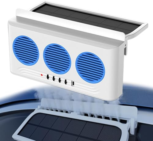 Car Window Exhaust Fan, Portable Cooler with 3 Air Outlets, Ventilation and Air Purification Device for Summer Driving Comfort