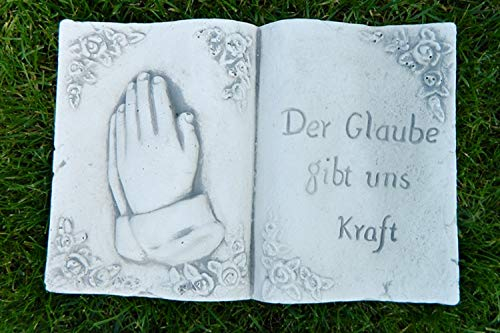 Grabschmuck Grab Schmuck Gartenfigur Dekofigur Beton Figur Buch mit Aufschrift 30cm Grabstein Deko