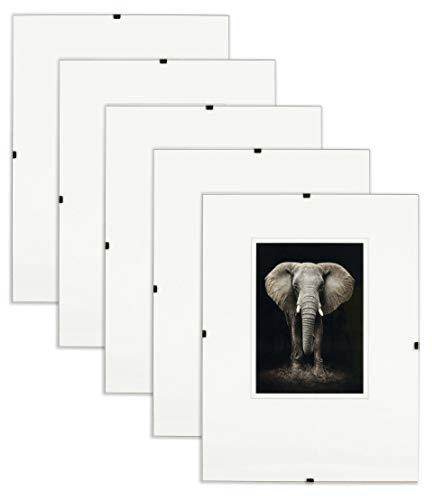 Rahmenloser Bilderrahmen, Set 5 Stück, Cliprahmen 13x18 cm – mit Clips, Acrylglas, HDF-Platte – zum vertikalen oder horizontalen Aufhängen/Aufstellen, Bildhalter für Fotos, Poster, Puzzle