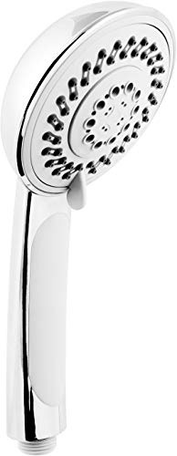Cornat handdusch Beolo – 104,5 mm huvuddiameter – förkromad – 5 Strålstyper: Normal, mjuk och massagestråle – antikalk och vattenbesparande/ECO-duschmunstycke för dusch och badkar/TECB3407