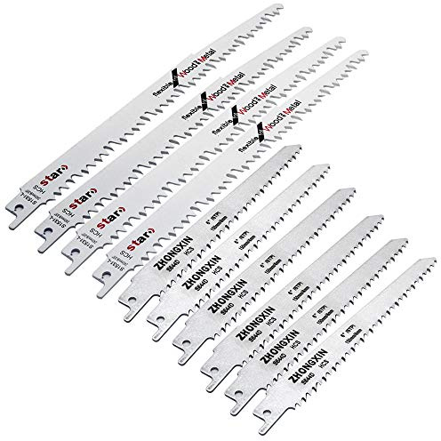 TF Säbelsägeblätter-Set, 10 Stück, Säbelsägeblätter, Universal-Ersatzklingen aus Hartstahl (240 mm 150 mm) für Metall-/Holzschneiden