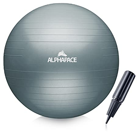 ALPHAPACE Träningsboll i tjockt anti-burst-material, Gymboll, Pilatesboll, inkl. luftpump, Boll för fitness, yoga, gymnastik, core-träning, för stark rygg, som kontorsstol