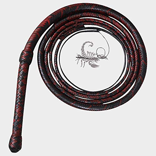 onlyhandmade Scorpions Bull Whip 3 Feet to 8 Feet Long Genuine Cow Hide Leather Whip 12 Strands Rope Core Leather Equestrian Braided Bullwhip, Best Professional Cowboy Whip for Cracking and Farming