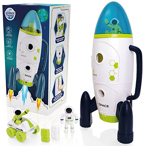 Science Kidz Space Rocket Set - Giocattoli spaziali per bambini di età 3, 4, 5 anni, astronave da 42 cm con luci e suoni, 2 astronauti, auto Rover e batterie incluse, razzi giocattoli per bambini