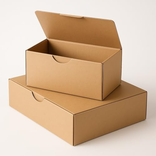 1FÖRPACKNINGAR - 20 stycken återvunna kartonglådor för postfrakt, självuppdragande kartong för frakt (31 x 21,5 x 7 cm)