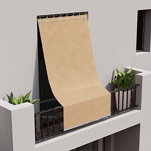 Tenda Parasole Veranda Giardino, 145x290cm, Beige, Tenda da Sole per Balcone Esterna, Kit Montaggio Ganci e Anelli Inclusi, Tessuto Resistente, Impermeabile