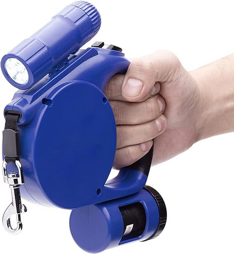Aufrollbare Hundeleine (3 in 1) - Langlebige, Dicke und verstellbare 4.5m-Leinen - Ideal für Training - Gassi gehen - kleine - mittlere - große - Starke Hunde (Blau)