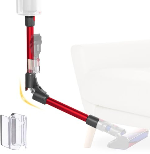 Tube télescopique pliable compatible avec Dyson V7 V8 V10 V11 V15 aspirateur sans fil, tube en aluminium à dégagement rapide amélioré pour le nettoyage sous le lit Table de canapé (Rouge)