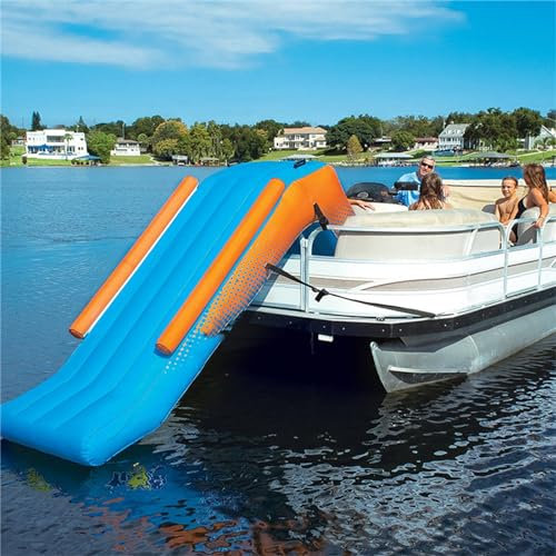 Gueploer Giant Inflatable Water Slide Portable PVC Floating Waterpark for Swimming Shallow Pools Party-With Electric Air Pump,292cm*292cm*165cm