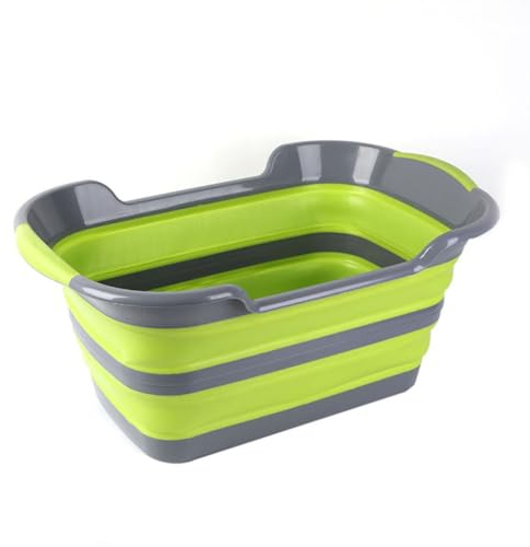 Faltbare Haustierbadewanne mit Ablassstopfen, Faltbare Badewanne für Hunde und Katzen, tragbares und platzsparendes Design, grau