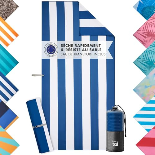 Blumtal Telo mare XXL in microfibra - asciugamano compatto e asciugatura rapida 90x180 cm - Coperta da spiaggia senza sabbia con nastro