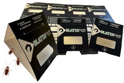 BLATTA TRAP 12 Trampas Cucarachas Extra Fuertes - Eliminar Cucarachas Profesional - Mata Cucaracha - Solucion Profesional para Eliminar Insectos - Sin Veneno para Insectos - Anticucarachas
