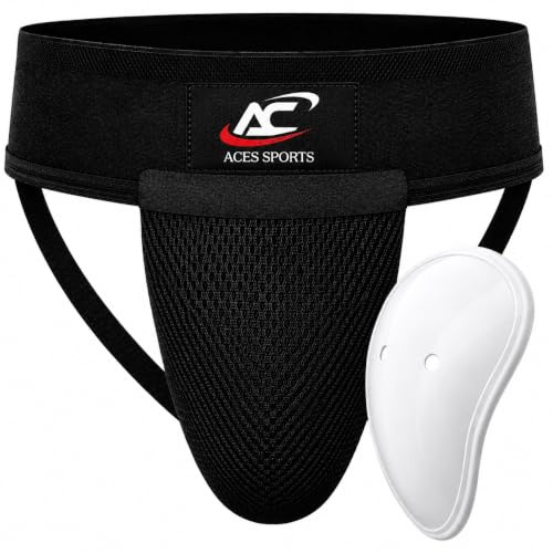 ACES SPORTS Men’s Groin Guard with Cup, Boxing Jockstrap Protector for MMA, Kickboxing, Muay Thai, Karate & Martial Arts & Cricket